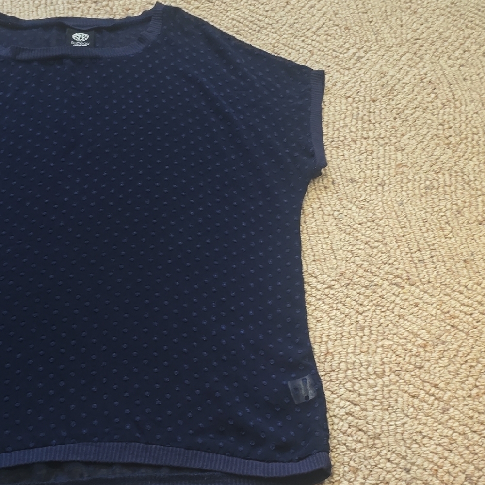 Bobeau Midnight Blue Polka Dot Blouse